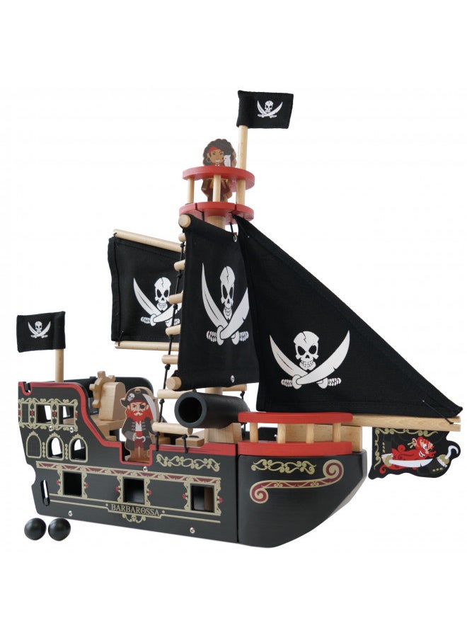 Le Toy Van Barbarossa Pirate Ship Set Premium Wooden Toys for Kids Ages 3 years & Up