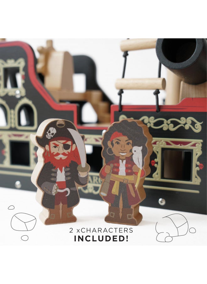 Le Toy Van Barbarossa Pirate Ship Set Premium Wooden Toys for Kids Ages 3 years & Up