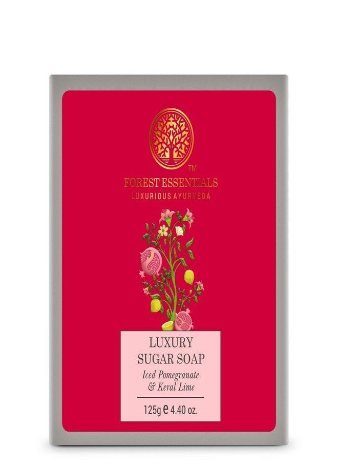 Forest Essentials Luxury Sugar Soap Iced Pomegranate & Kerala Lime|Sulphate-Free Formula|Bar Soap For Men And Women|125 g