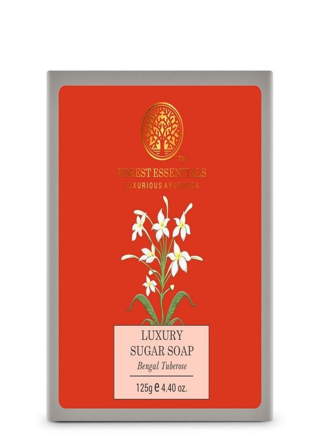 Forest Essentials Luxury Sugar Soap Bengal Tuberose|Sulphate-Free Formula|Bar Soap For Men And Women|125 g