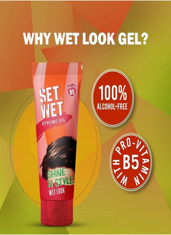 Set Wet Styling Hair Gel for Men - Shine Everyday, 50ml | Light Hold, High Shine |For Long Hair| No Alcohol, No Sulphate