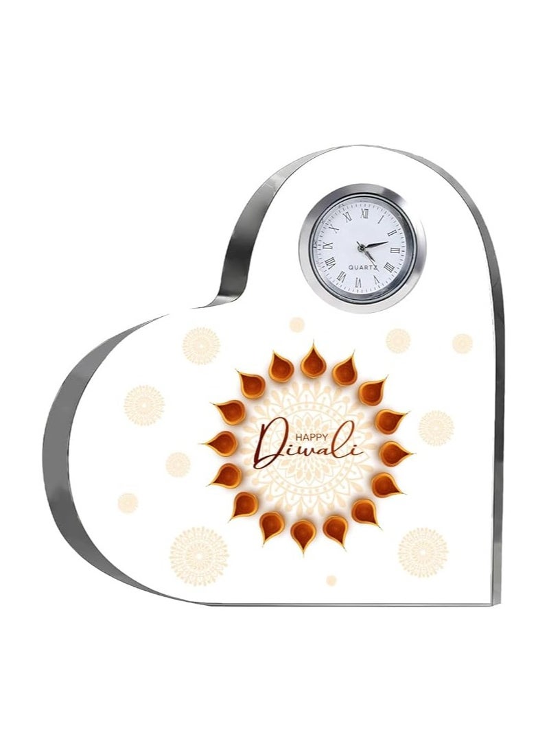 Diwali Special Heart-Shaped Crystal Clock Gift-Thoughtful Presents For Diwali Gifts For Your Friends And Family