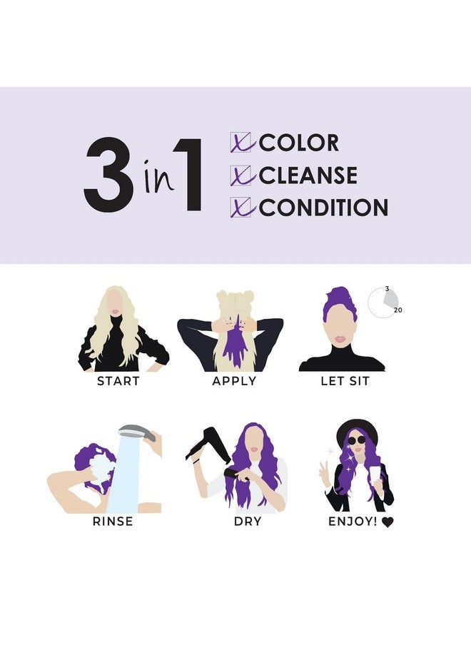 Clenditioner Purple Hair Dye - Semi Permanent Hair Color Depositing Conditioner, Cruelty-Free, 12 Fl. Oz.