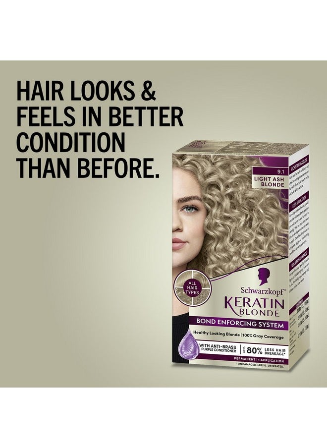 Keratin Color Permanent Hair Color Cream, 9.1 Light Ash Blonde, 1 Kit