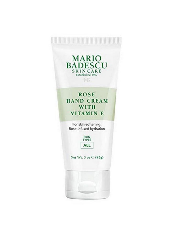 Rose Hand Cream With Vitamin E For Men And Women, Non-Greasy, Light And Fast-Absorbing Hand Cream For Dry Cracked Hands, Ideal For All Skin Types, 3 Oz