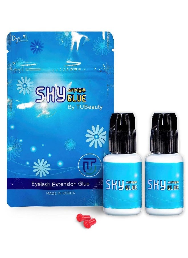 S Sky Glue D For Eyelash Extension 5Ml - Professional Powerful Strong Black Eyelash Individual Extension Adhesive / 1-2S Fast Drying / 5-6 Weeks Lasting Time Tubeauty