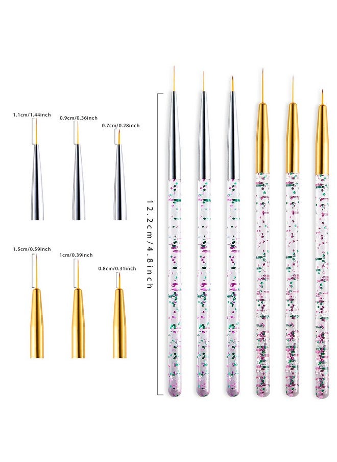 6 Pieces Makeup Brush Line Fine Point Eyeliner Brush Eye Makeup Gel Eyeliner Brush Eyeliner Brush Applicators Cosmetic Eye Wands Eyeliner For Water Activated Eyeliner Makeup Tool, Silver And Golden