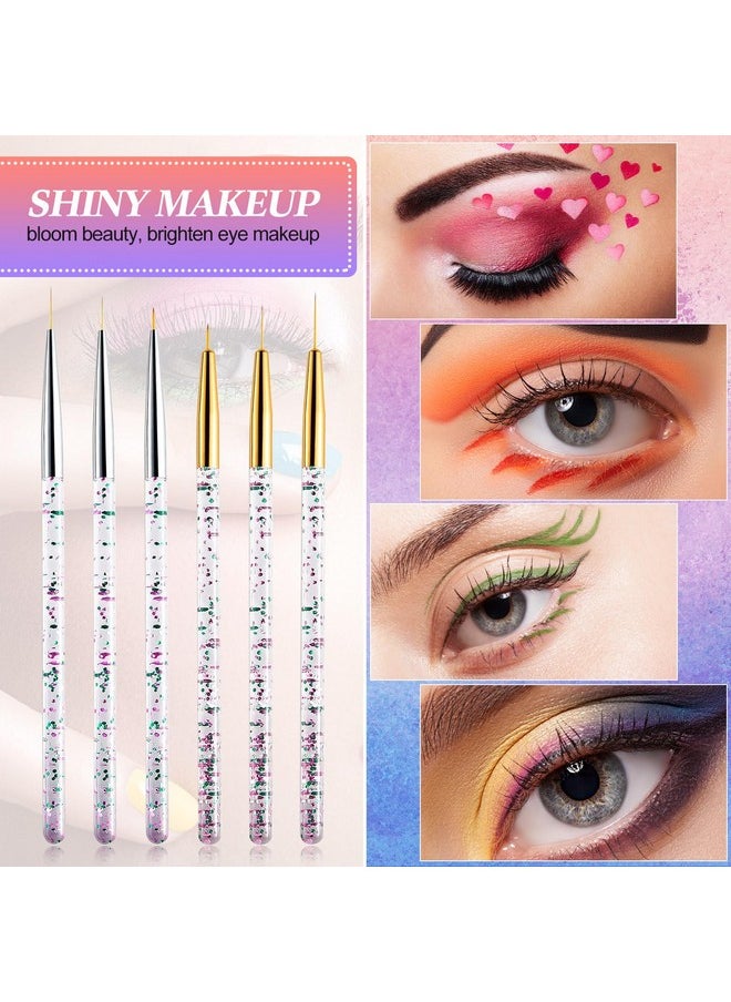 6 Pieces Makeup Brush Line Fine Point Eyeliner Brush Eye Makeup Gel Eyeliner Brush Eyeliner Brush Applicators Cosmetic Eye Wands Eyeliner For Water Activated Eyeliner Makeup Tool, Silver And Golden