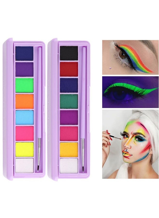 8 Colors Water Activated Eyeliner Palette Liquid Eyeliner Colorful Set Hydra Graphic Eyeliner Makeup Neon Face Paint Glow Uv Black White Red Face Body Paint,Clown Makeup Kit (01)