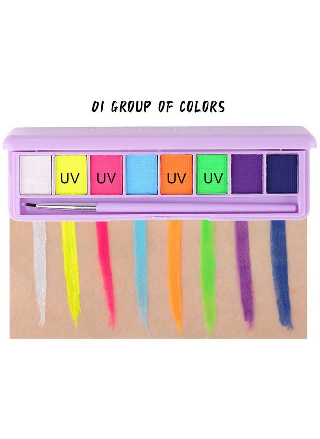 8 Colors Water Activated Eyeliner Palette Liquid Eyeliner Colorful Set Hydra Graphic Eyeliner Makeup Neon Face Paint Glow Uv Black White Red Face Body Paint,Clown Makeup Kit (01)