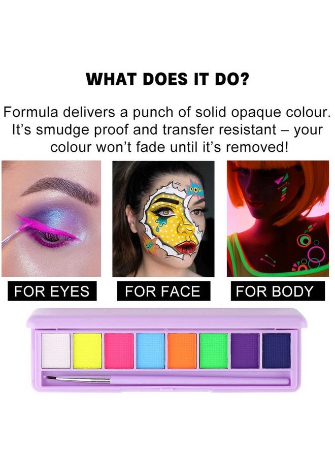 8 Colors Water Activated Eyeliner Palette Liquid Eyeliner Colorful Set Hydra Graphic Eyeliner Makeup Neon Face Paint Glow Uv Black White Red Face Body Paint,Clown Makeup Kit (01)