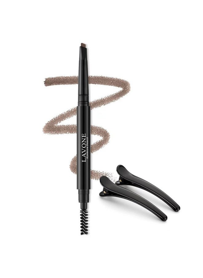 Eyebrow Pencil - Makeup Waterproof Brow Pencil With Triangular Tip, Dual-Sided Brow Brush, Precise, Fine Tip, Fills Brows Creates Natural Looking Brow, With Hair Clips - Light Brown