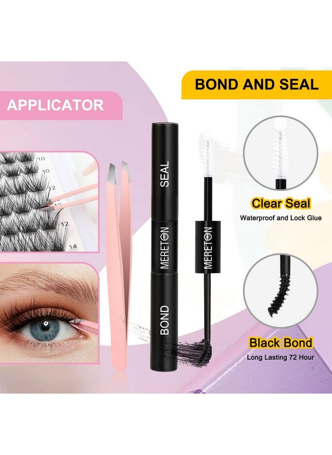 Diy Eye Lash Extension Kit,Cluster Eyelash Extension Kit,Individual Lashes Kit,Cluster Lashes With Lash Bond And Seal,Lash Glue Remover And Lash Applicator (Mrt01 D Curl Mix 8-16Mm)