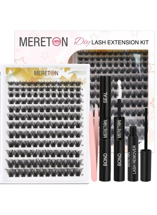 Diy Eye Lash Extension Kit,Cluster Eyelash Extension Kit,Individual Lashes Kit,Cluster Lashes With Lash Bond And Seal,Lash Glue Remover And Lash Applicator (Mrt01 D Curl Mix 8-16Mm)