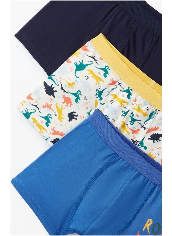 June Boy Dinosaur Patterned 3-Pack Boxer Multicolor - Saxe - Navy