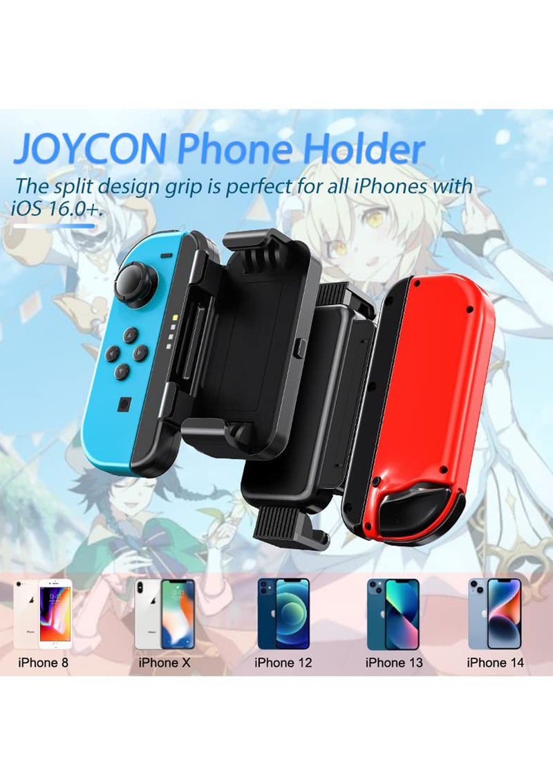 Mobile Game Controller Grip for Nintendo Switch Joy-Con & iPhone (iOS 16+) - Compatible with iPhone 14 Pro Max/14/13/12/11/X/8 Plus