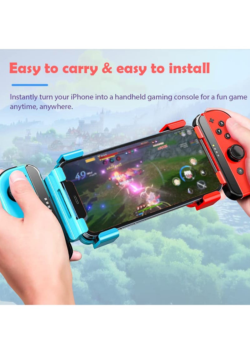 Mobile Game Controller Grip for Nintendo Switch Joy-Con & iPhone (iOS 16+) - Compatible with iPhone 14 Pro Max/14/13/12/11/X/8 Plus