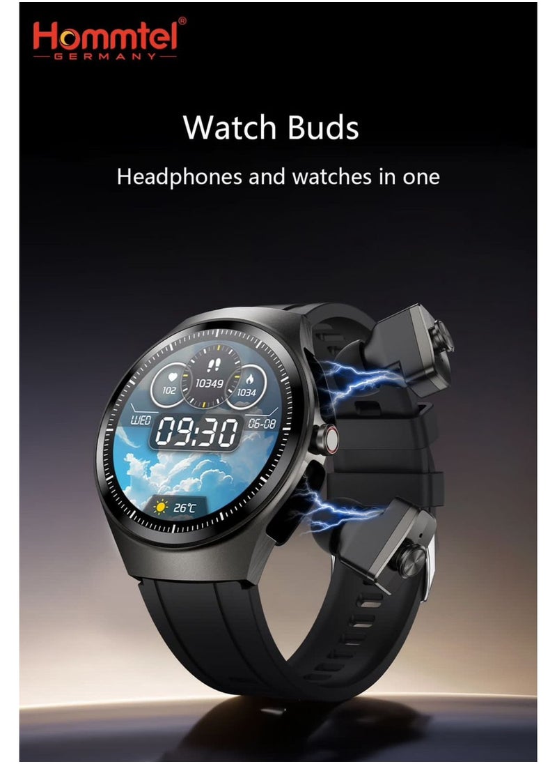 Premium Smartwatch with AMOLED Display, Detachable Earbuds, and Bluetooth 5.4 Connectivity