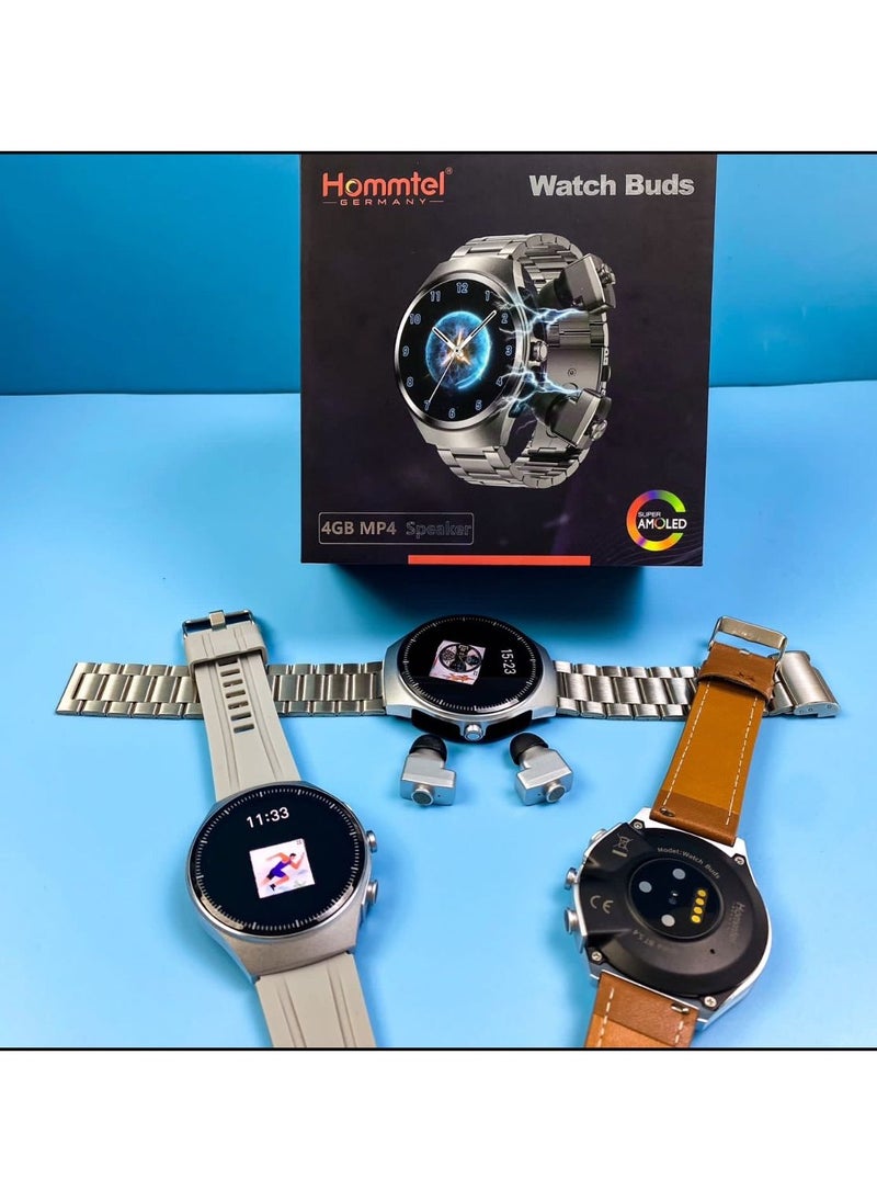 Premium Smartwatch with AMOLED Display, Detachable Earbuds, and Bluetooth 5.4 Connectivity