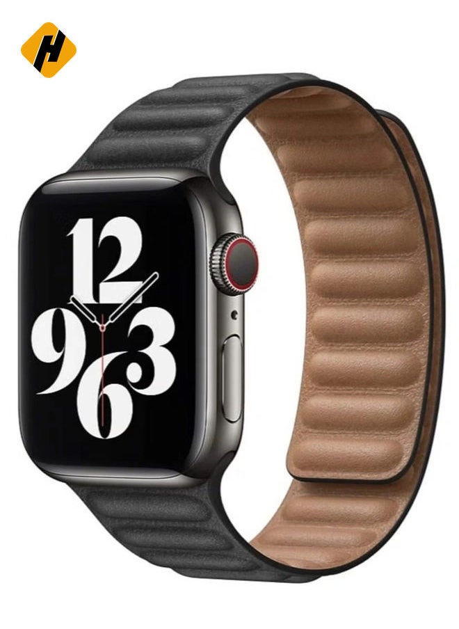 Adjustable Leather Loop Wristband with Strong Magnetic Closure for Apple Watch Series 1,2,3,4,5,6,SE 42/44mm