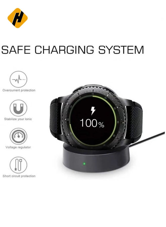 Charger for Samsung Galaxy Watch 42mm 46mm, Wireless Fast Charger Dock for Samsung Galaxy Smart Watch gear S3 Portable Charging Cradle Dock Charger stand with USB Cable