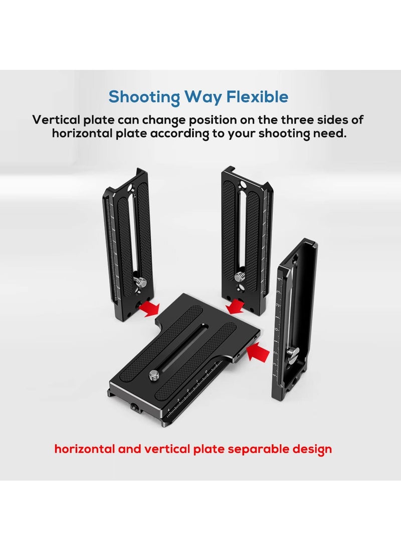 Aluminum L Bracket Vertical Horizontal Switching Quick Release Plate for DJI Ronin RS2 RSC2 for Zhiyun Weebill-S Gimbal Stabilizer Tripod Monopod and SLRs