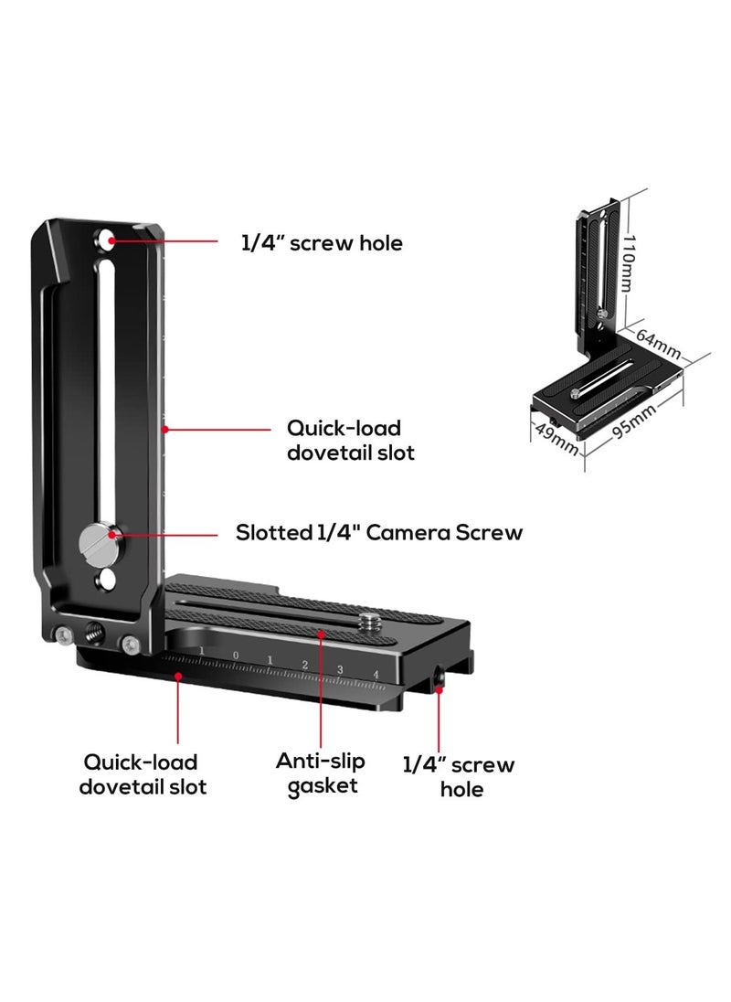 Aluminum L Bracket Vertical Horizontal Switching Quick Release Plate for DJI Ronin RS2 RSC2 for Zhiyun Weebill-S Gimbal Stabilizer Tripod Monopod and SLRs