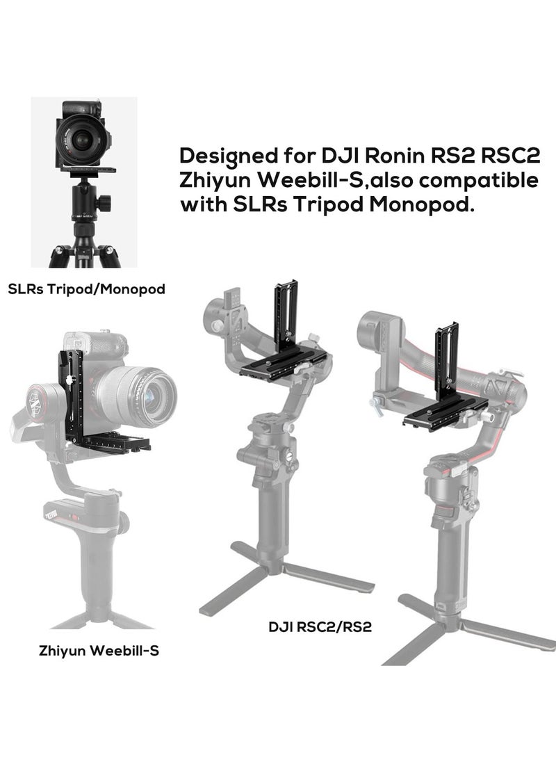 Aluminum L Bracket Vertical Horizontal Switching Quick Release Plate for DJI Ronin RS2 RSC2 for Zhiyun Weebill-S Gimbal Stabilizer Tripod Monopod and SLRs