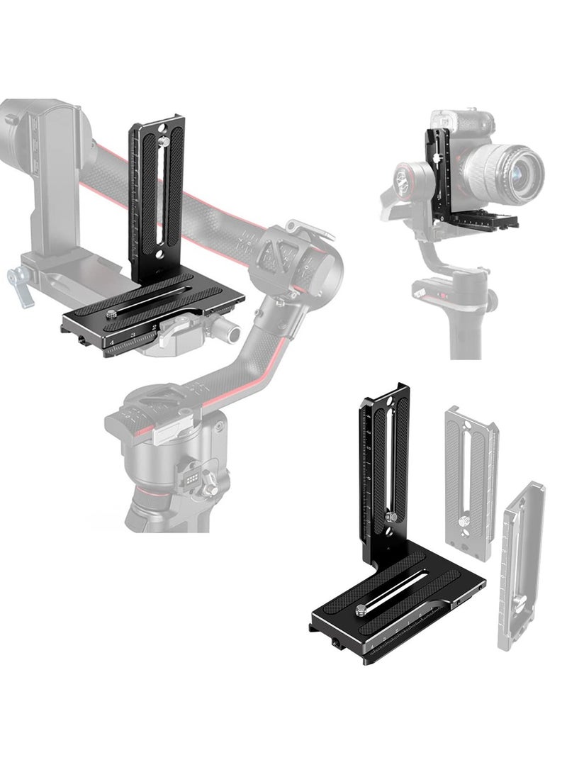 Aluminum L Bracket Vertical Horizontal Switching Quick Release Plate for DJI Ronin RS2 RSC2 for Zhiyun Weebill-S Gimbal Stabilizer Tripod Monopod and SLRs