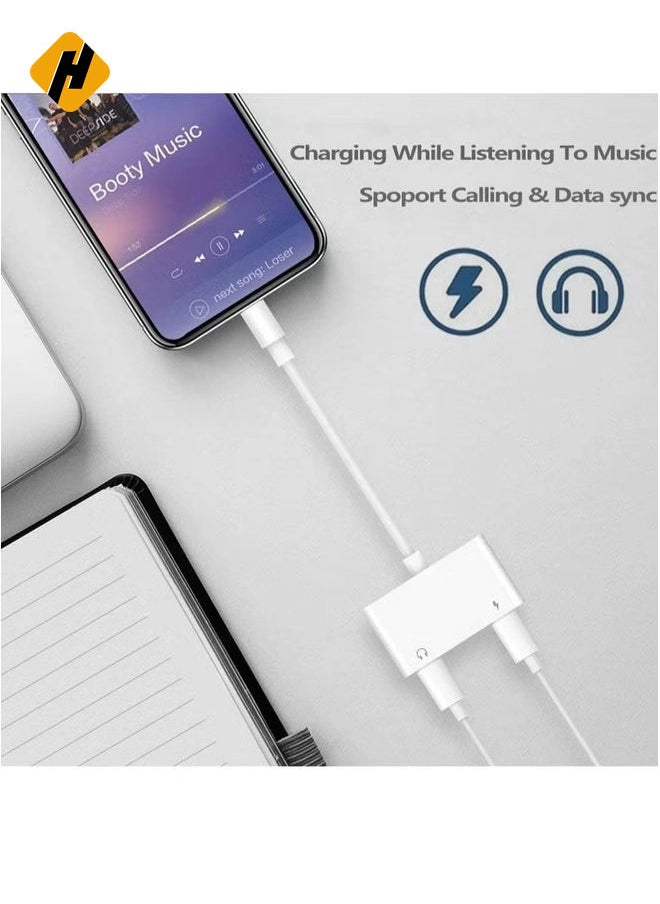 Headphone Jack Adapter for iPhone Car Charger 3.5mm Aux Earphone Audio Splitter and Charge Connector for iPhone 7/8/X/7 Plus/8 Plus/XS MAX Support Jack Dongle Converter and Charger Compatible All iOS