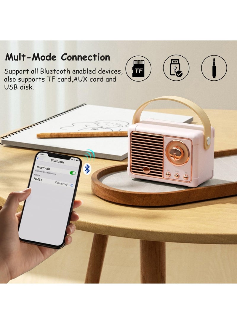 HM-11 Bluetooth Portable Radio, Retro Mini Speaker with Clear Stereo Sound, Rich Bass for iPhone, Android Devices and Tablets(Black)