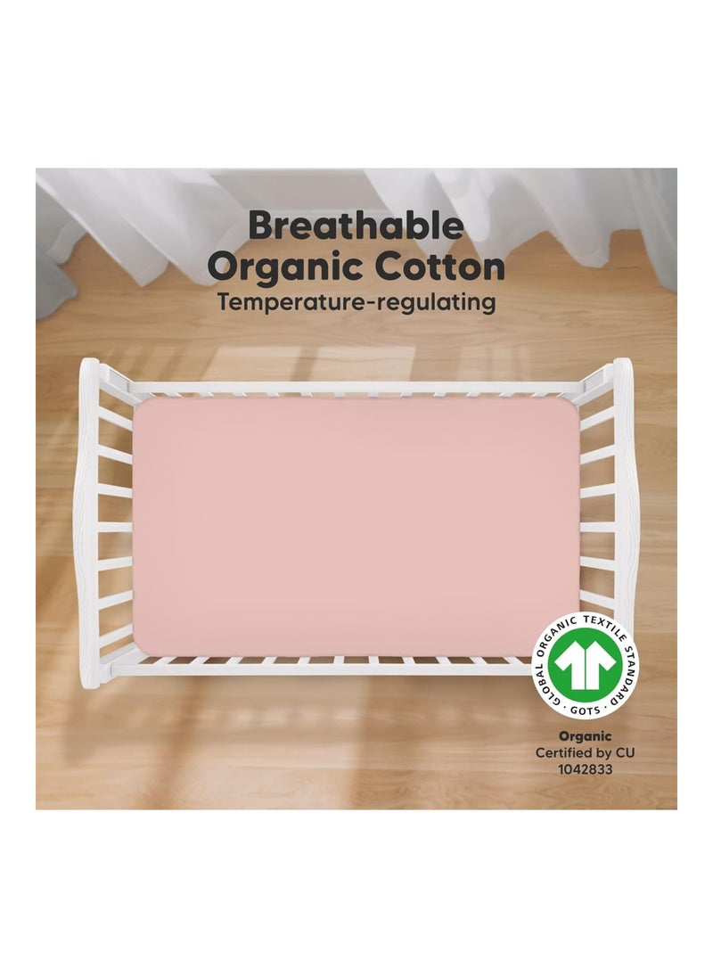 2-Pack Organic Crib Sheets For Boys, Girls (Rose)