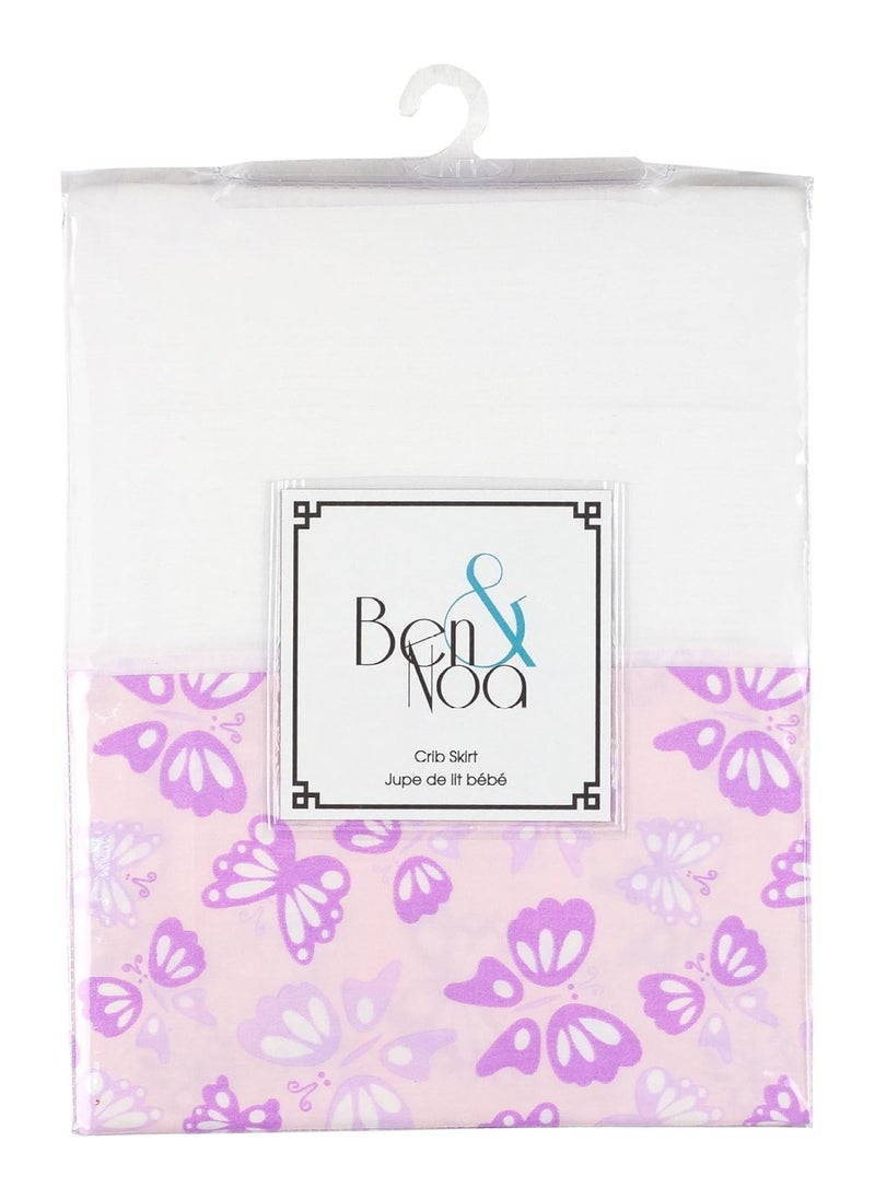 Baby Ben & Noa Percale Crib Skirt, Pink Butterfly