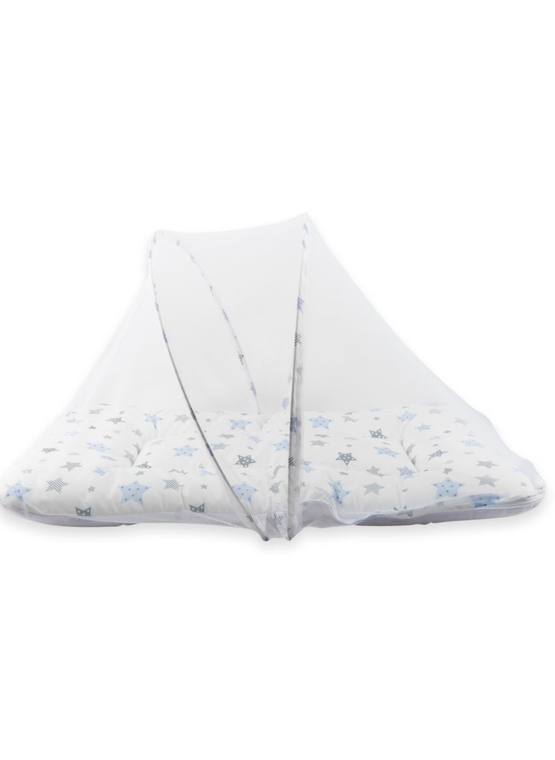 Infant Sleeping Bed with Mosquito Net & Pillow Set – Portable Newborn Baby Bed with Bolster Pillows for Safe & Comfortable Sleep