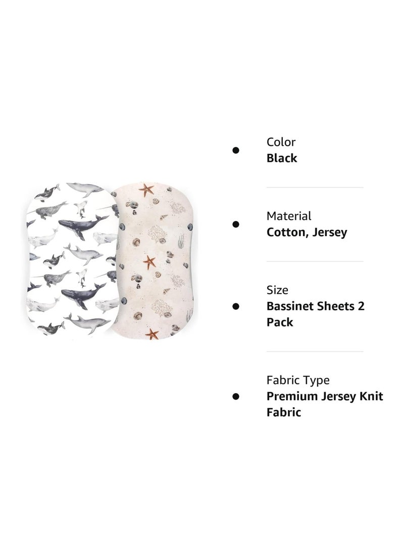Pack Of 2 Bassinet Sheets For Baby, Seaside