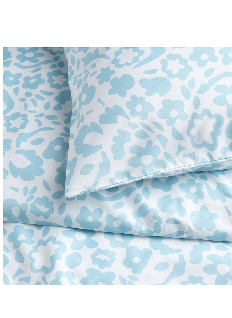 CYMBALBLOMMA Duvet cover and 2 pillowcases, white/blue, 240x220/50x80 cm