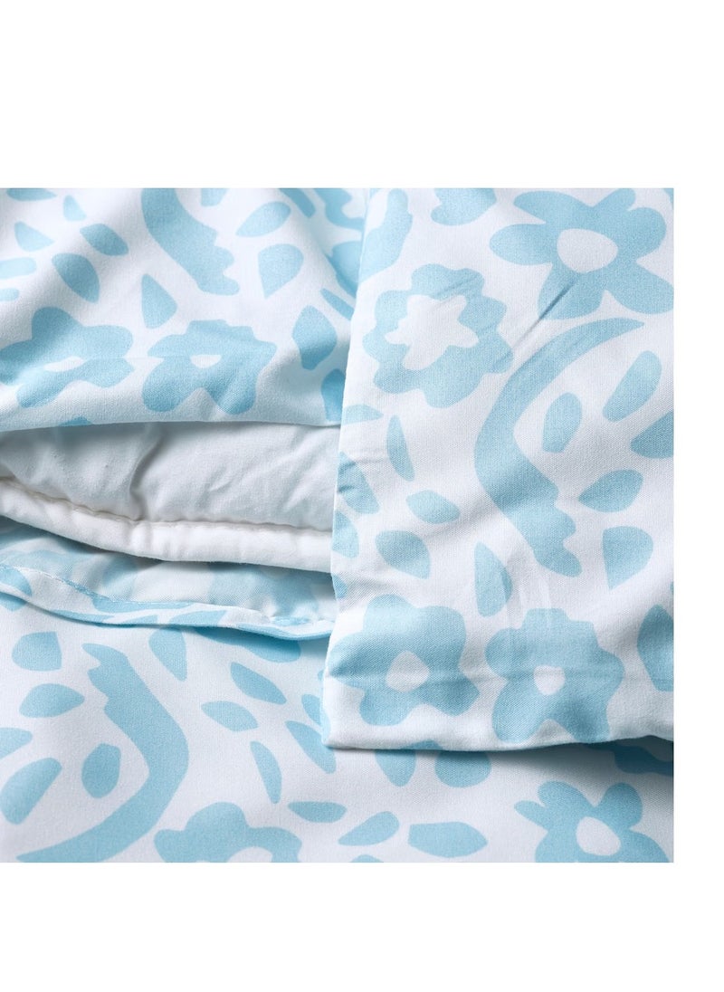 CYMBALBLOMMA Duvet cover and 2 pillowcases, white/blue, 240x220/50x80 cm