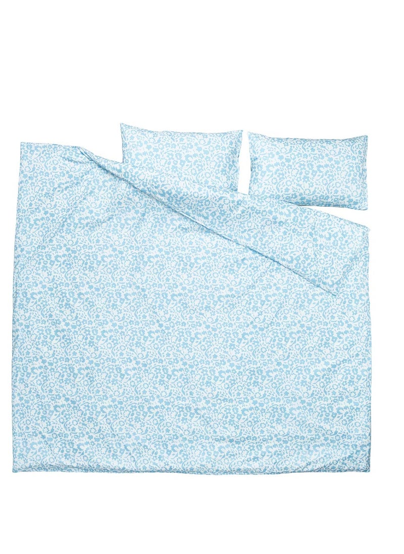 CYMBALBLOMMA Duvet cover and 2 pillowcases, white/blue, 240x220/50x80 cm