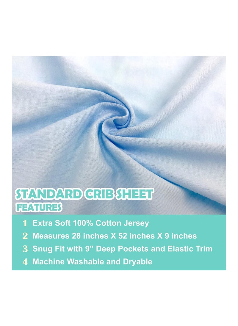 Cotton Jersey Knit fitted Crib Sheet For Standard Crib And Toddler Mattresses, Blue, 52 X 28 X 9 Inch, Pack Of 1