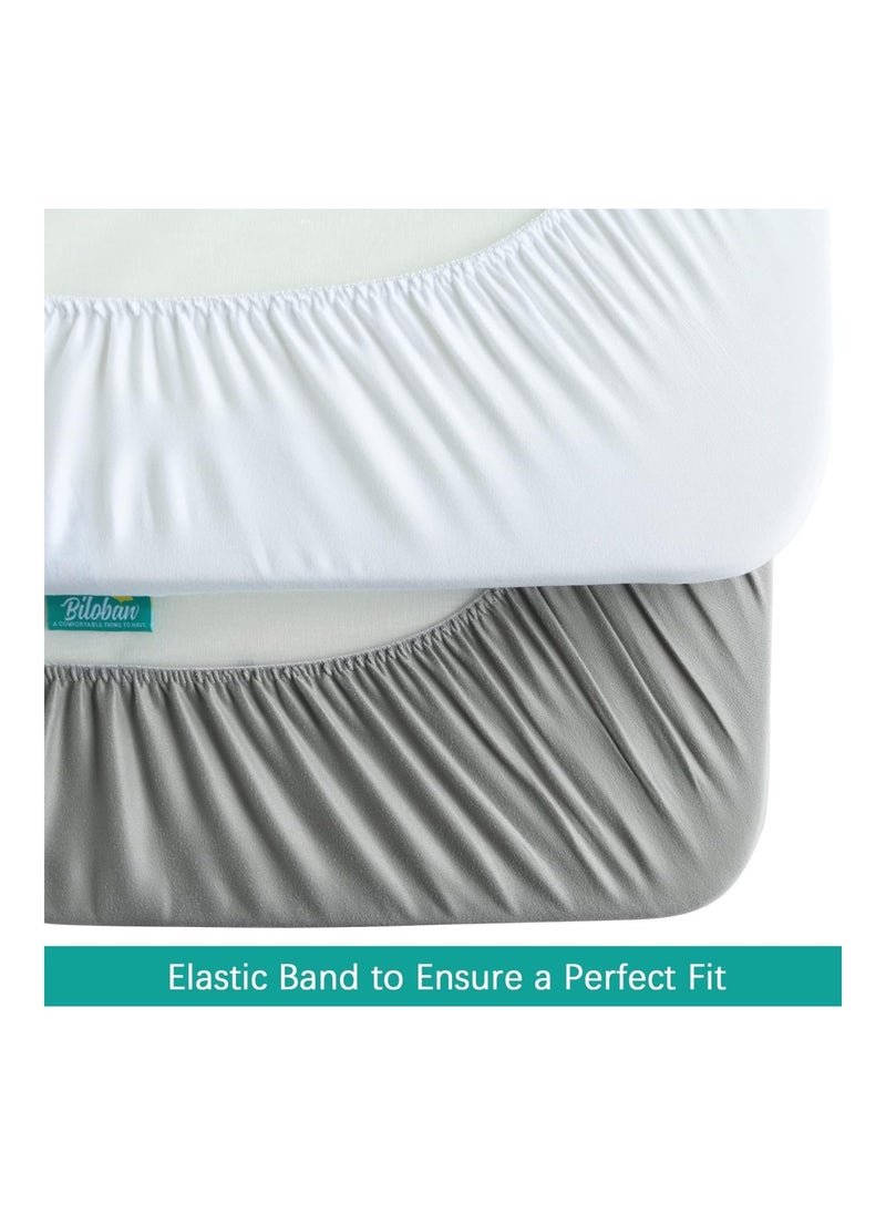 2 Pack 100% Waterproof Mini Crib Mattress Cover Protector 38 X 26 Fits White And Grey