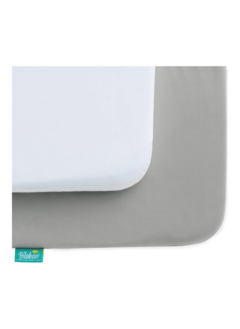 2 Pack 100% Waterproof Mini Crib Mattress Cover Protector 38 X 26 Fits White And Grey