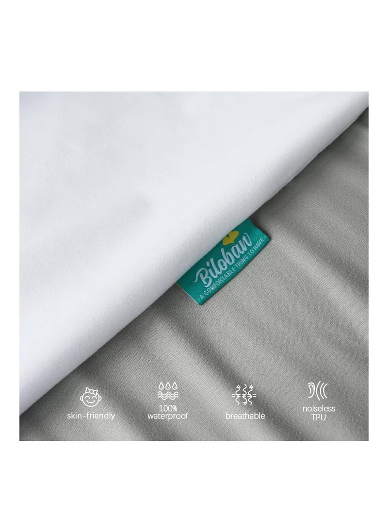 2 Pack 100% Waterproof Mini Crib Mattress Cover Protector 38 X 26 Fits White And Grey