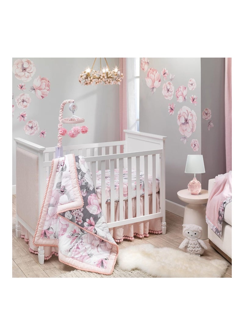 Signature Botanical Baby Pink/Gray Floral Minky Changing Pad Cover