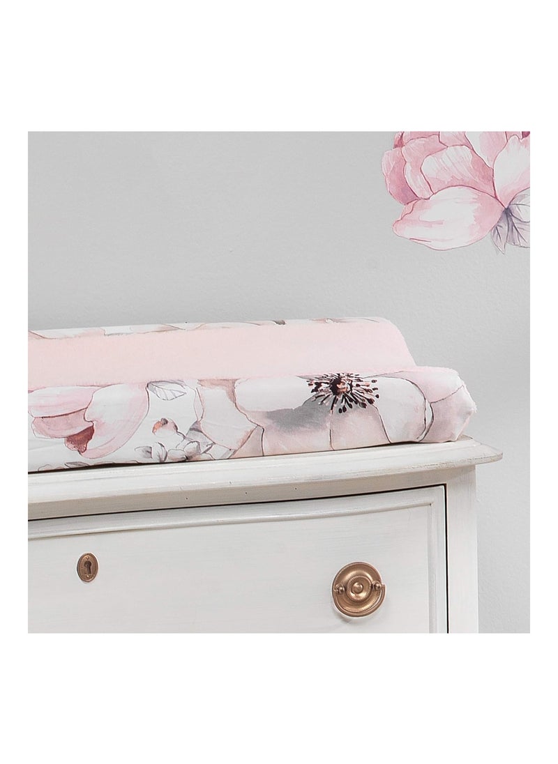 Signature Botanical Baby Pink/Gray Floral Minky Changing Pad Cover