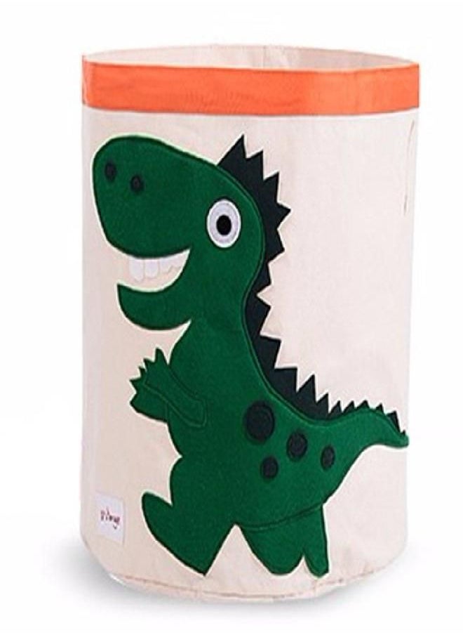 Collapsible Canvas Storage Basket or Bin Toy Organizer for Kids Playroom, Clothes, Children Books, Stuffed Animal (Green Dinosaur)