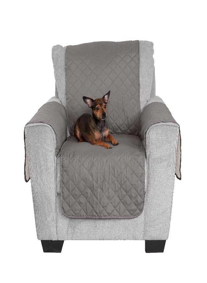 Furhaven Chair Slipcover Water-Resistant Reversible Two-Tone Furniture Protector Cover - Gray/Mist, Chair