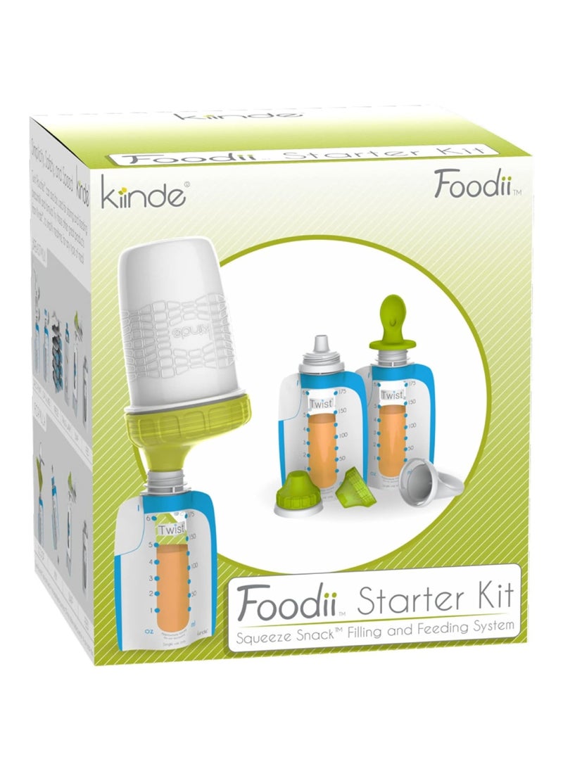 Foodii Baby Food Maker System For Homemade Squeeze Pouches With Reusable Spouts, Spoons, Food Storage Pouch Starter Kit For Babies And Toddlers