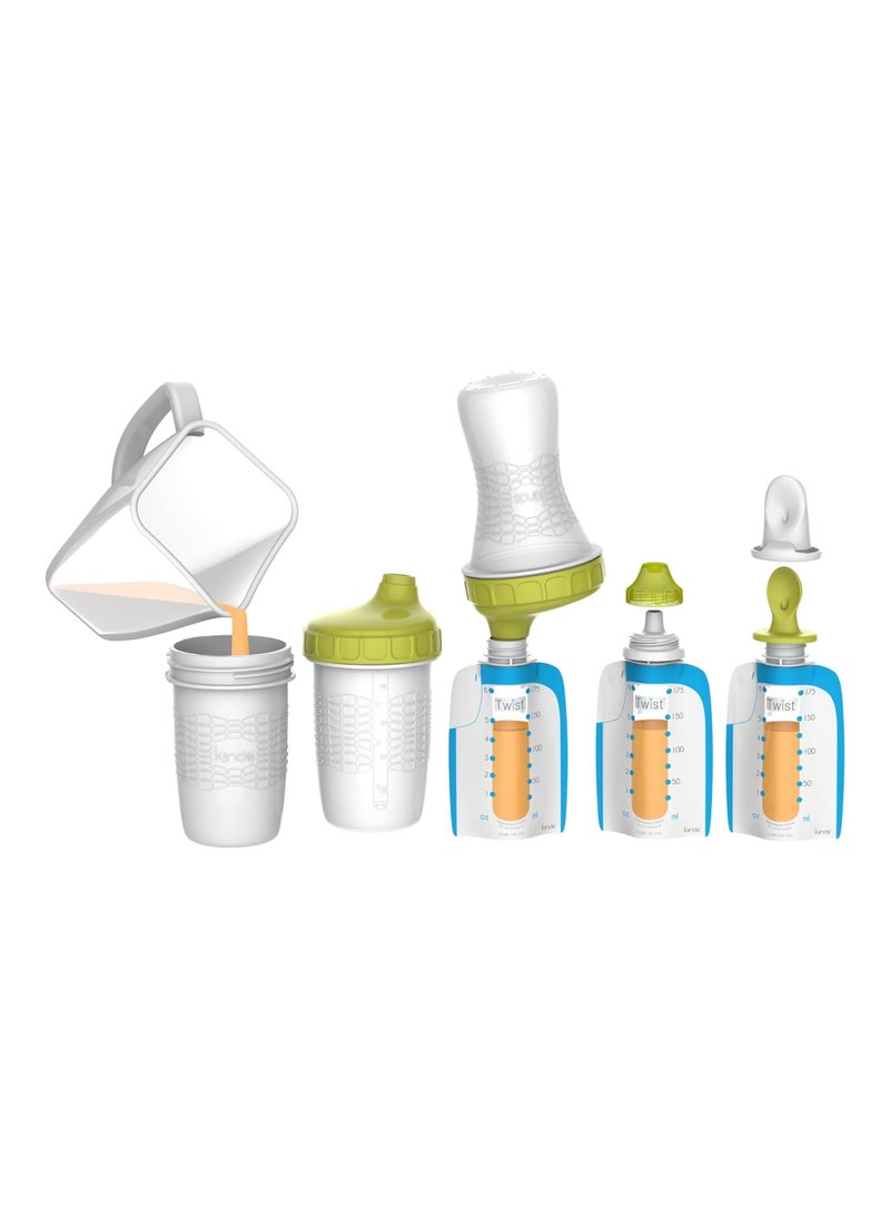 Foodii Baby Food Maker System For Homemade Squeeze Pouches With Reusable Spouts, Spoons, Food Storage Pouch Starter Kit For Babies And Toddlers