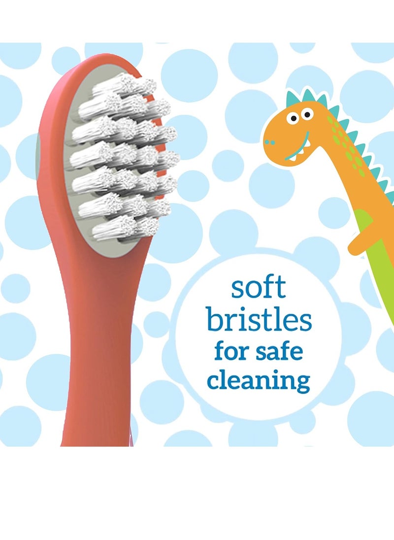 Dr. Brown's Toddler Toothbrush, Dinosaur, Green and Orange, 2-Pack