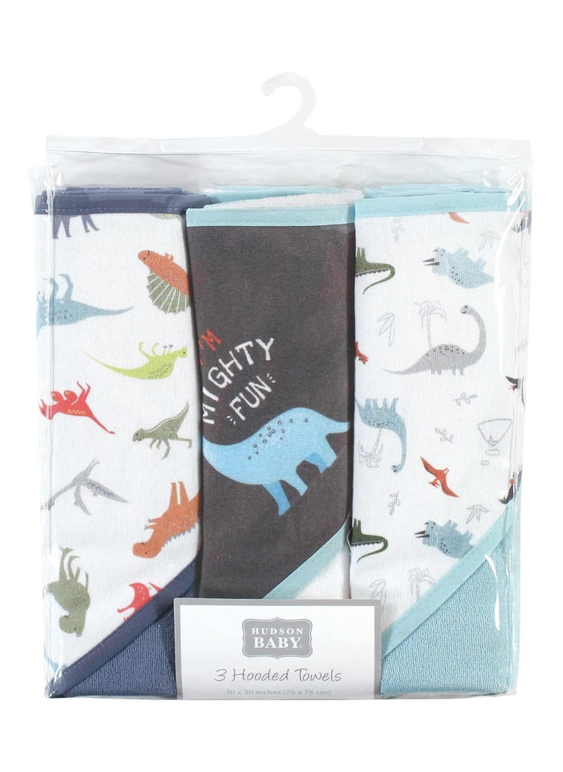 Knit Terry Hooded Towel 3Pc Dinosaurs